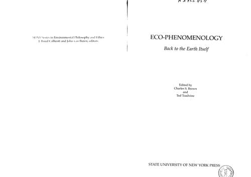 Tapa de Eco-phenomenology