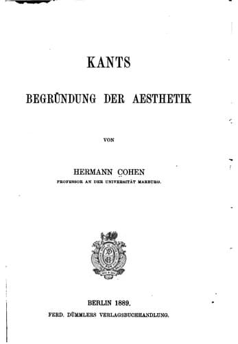 Tapa de Kants Begründung der Aesthetik