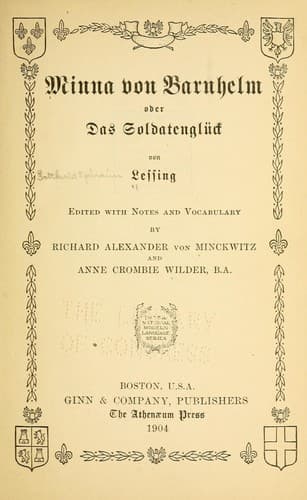 Tapa de Minna von Barnhelm