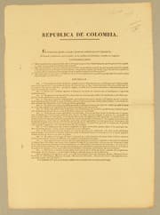 Tapa de El congreso ha espedido y el poder ejecutivo ha mandado ejecutar la siguiente ley: el Senado y Cámara de representantes de la república de Colombia, reunidos en congreso