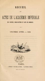 Tapa de Actes de l'Academie Royale (Nationale) des Sciences, Belles-Lettres et Arts de Bordeaux