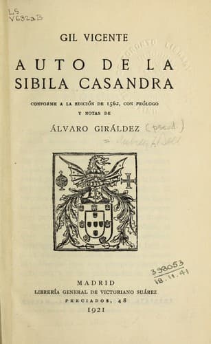 Tapa de Auto de la Sibila Casandra