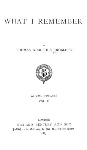 Tapa de What I remember. In two volumes