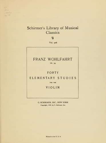 Tapa de Forty elementary studies for the violin