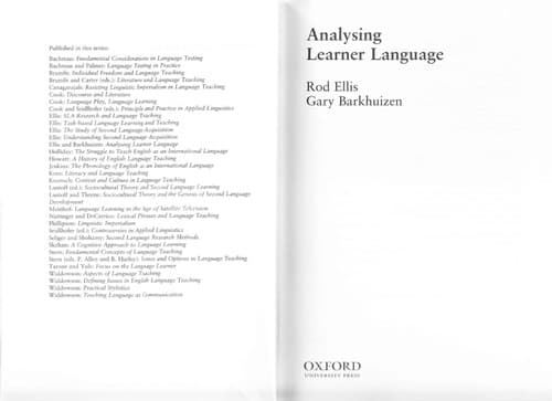 Tapa de Analysing Learner Language (Oxford Applied Linguistics)