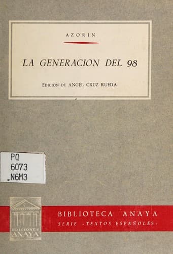 Tapa de La generación del 98
