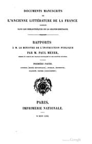 Tapa de Documents manuscrits de l'ancienne littérature de la France conservés dans les bibliothèques de la Grande-Bretagne