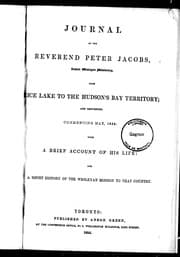 Tapa de Journal of the Reverend Peter Jacobs, Indian Wesleyan missionary, from Rice Lake to the Hudson's Bay territory, and returning