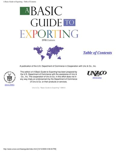 Tapa de Basic Guide to Exporting, 1998 (003-009-00708-9)