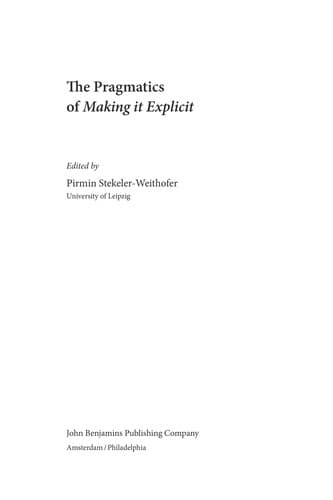 Tapa de The pragmatics of making it explicit