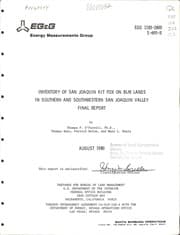 Tapa de Inventory of San Joaquin kit fox on BLM lands in southern and southwestern San Joaquin Valley