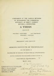 Tapa de Comparison of the various methods of determining the commercial efficiency of direct current motors & generators