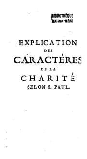 Tapa de Explication des caractères de la charité selon S. Paul