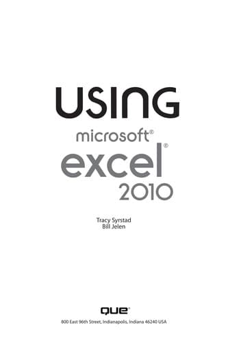Tapa de Using Microsoft Excel 2010