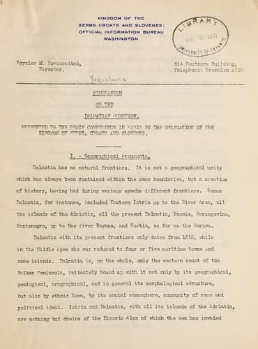 Tapa de Memorandum on the Dalmatian question