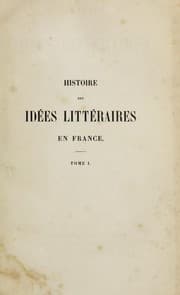 Tapa de Histoire des idees litteraires en France au dix-neuvieme siecle et de leurs origines dans les siecles anterieurs