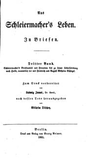 Tapa de Aus Schleiermacher's Leben. In Briefen