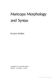 Tapa de Maricopa morphology and syntax