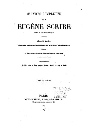 Tapa de Oeuvres complètes de Scribe