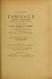 Tapa de Catalogue de tableaux anciens et modernes dépendant de la collection de M. M***