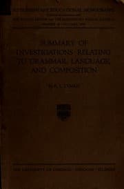Tapa de Summary of investigations relating to grammar, language, and composition