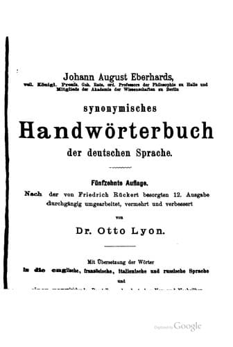 Tapa de Johann August Eberhards ..