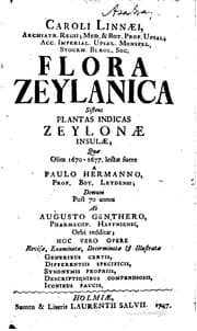 Tapa de Caroli Linnæi ... Flora zeylanica