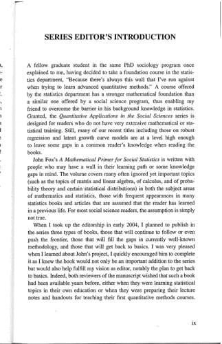 Tapa de A mathematical primer for social statistics