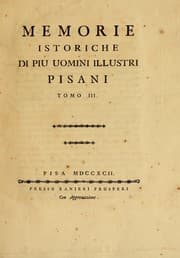 Tapa de Memorie istoriche di più uomini illustri pisani