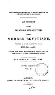 Tapa de An account of the manners and customs of the modern Egyptians: Written in Egypt During the Years ..