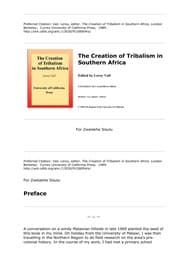 Tapa de The Creation of tribalism in Southern Africa