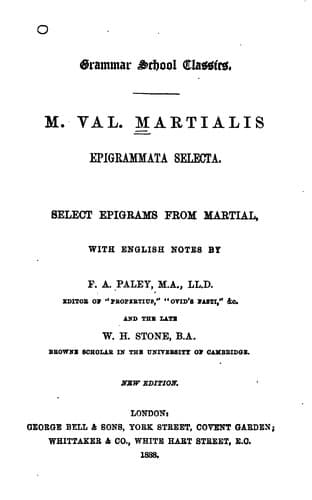 Tapa de Epigrammata selecta: Select epigrams from Martial