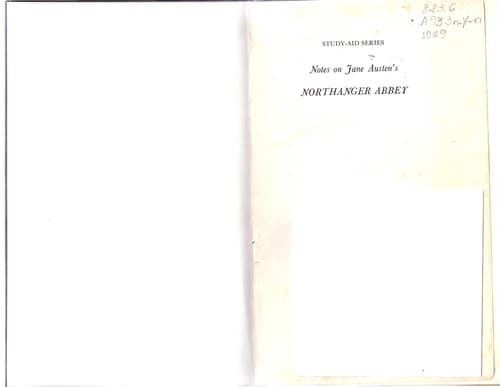 Tapa de Notes on Jane Austen's Northanger Abbey