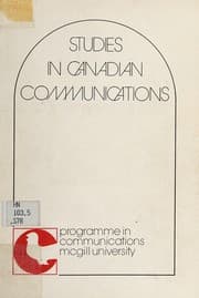 Tapa de Studies in Canadian communications