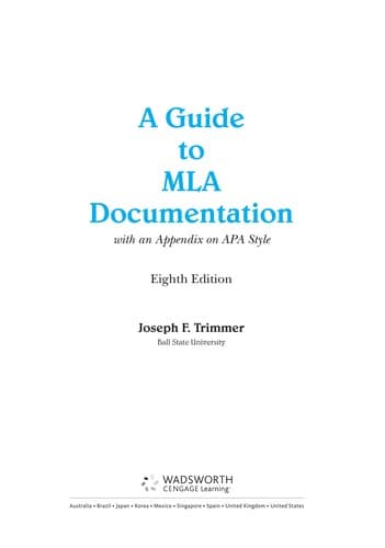 Tapa de A guide to MLA documentation