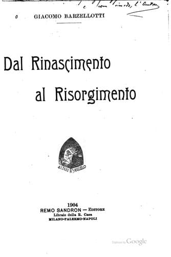 Tapa de Dal Rinascimento al Risorgimento