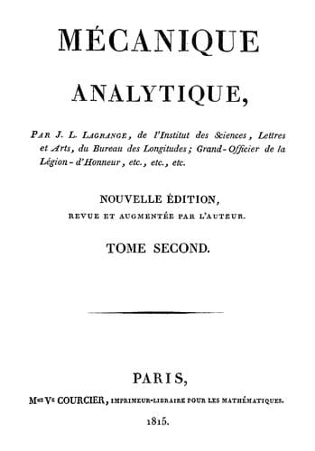 Tapa de Me canique analytique