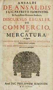 Tapa de Ansaldi de Ansaldis ... Discursus legales, de commercio, et mercatura