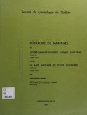 Tapa de Répertoire de mariages de Notre-Dame-de-Lourdes, Vanier (Eastview) (Ontario), 1887-1971 et de la base militaire de Finter (Rockliffe) (Ontario), 1950-1954