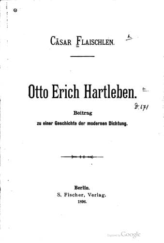 Tapa de Otto Erich Hartleben