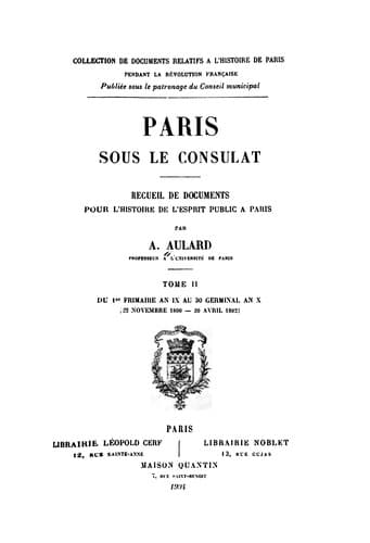 Tapa de Paris sous le Consulat.