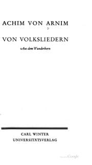 Tapa de Von Volksliedern: Aus dem Wunderhorn