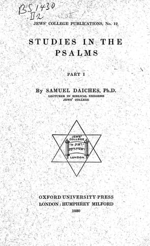 Tapa de Studies in the Psalms