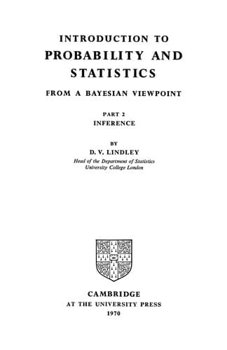 Tapa de Introduction to probability and statistics from a Bayesian viewpoint.