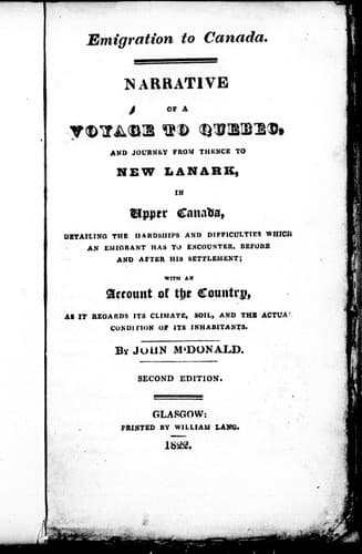 Tapa de Emigration to Canada