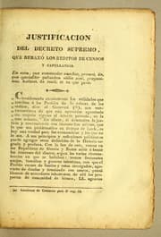 Tapa de Justificacion del decreto supremo, que rebaxó los reditos de censos y capellanias