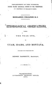 Tapa de Meteorological Observations During the Year 1872, in Utah, Idaho, and Montana
