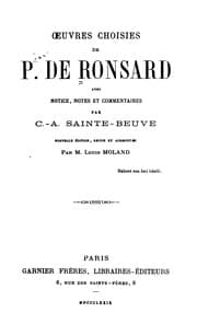 Tapa de Oeuvres choisies de P. de Ronsard: avec notice