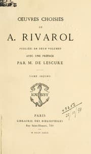 Tapa de OEuvres choisies de A. Rivarol