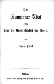 Tapa de Das Kampaner Thal, oder, Über die Unsterblichkeit der Seele